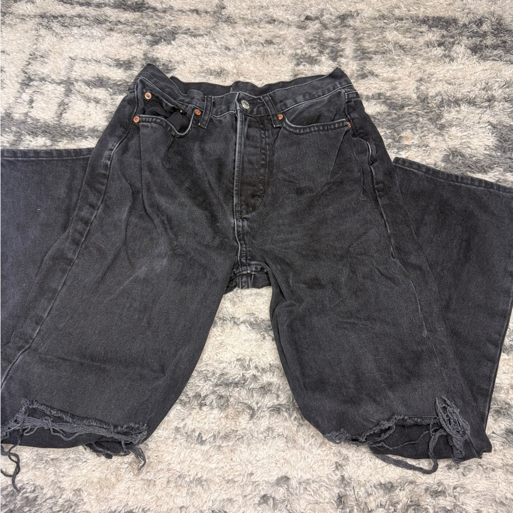 Topshop Black Wide/Straight  Leg Jeans